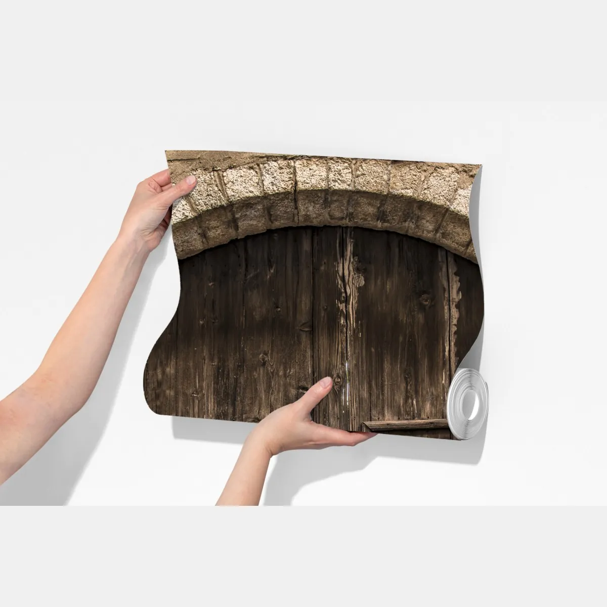 Fototapeta rustykalne drewniane drzwi w kamiennym łuku – Wallissimo® Fototapeta rustykalne drewniane drzwi w kamiennym łuku – Wallissimo®