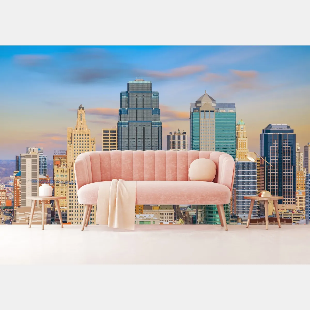 Fototapeta panorama Kansas City o zachodzie słońca – Wallissimo® Fototapeta panorama Kansas City o zachodzie słońca – Wallissimo®