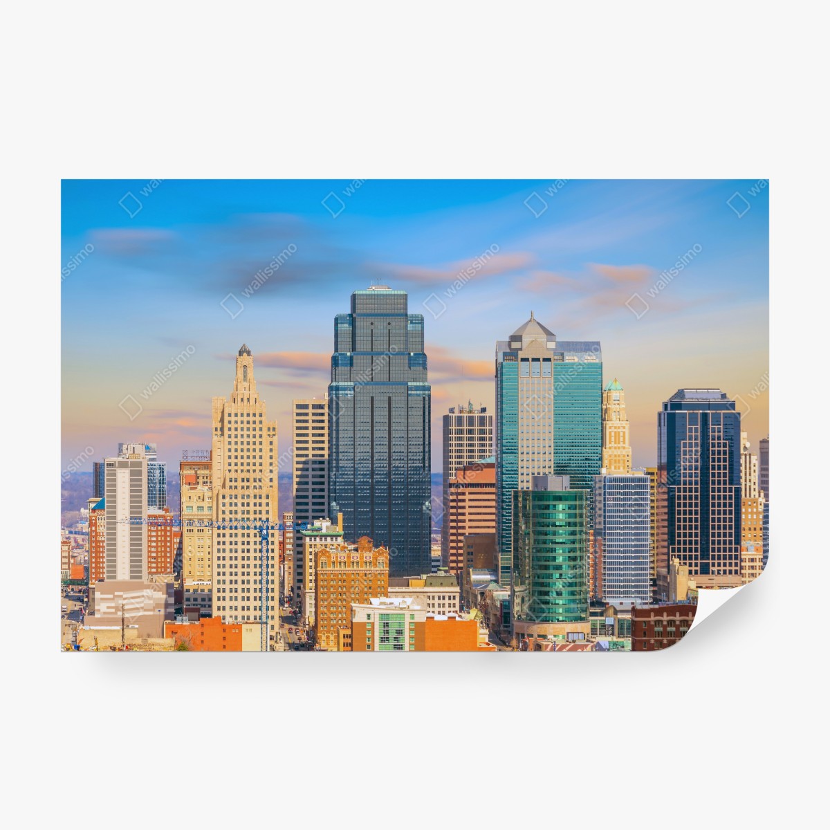 Fototapeta panorama Kansas City o zachodzie słońca – Wallissimo® Fototapeta panorama Kansas City o zachodzie słońca – Wallissimo®