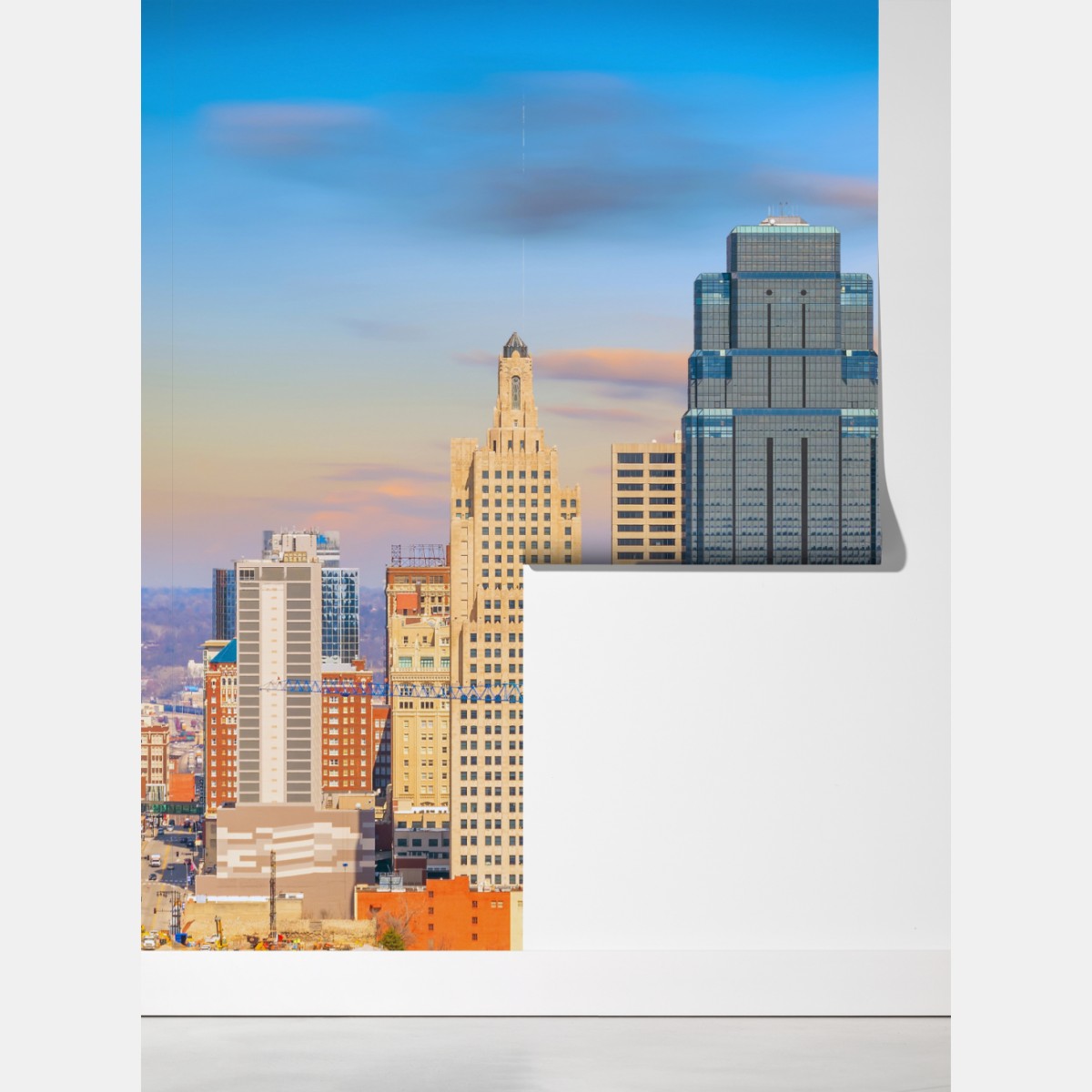 Fototapeta panorama Kansas City o zachodzie słońca – Wallissimo® Fototapeta panorama Kansas City o zachodzie słońca – Wallissimo®
