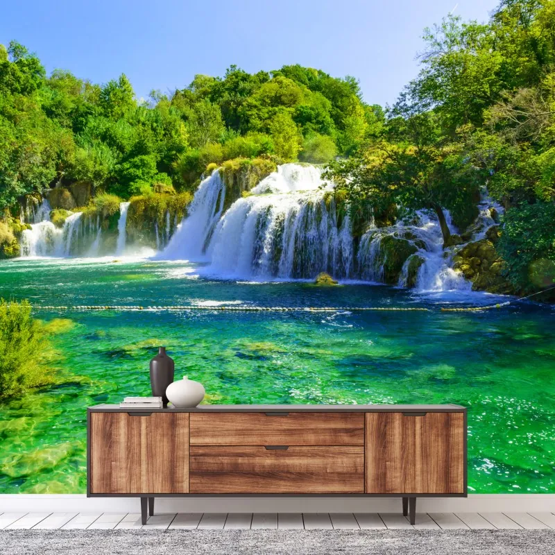 Fototapeta szmaragdowy wodospad – Wallissimo® Fototapeta szmaragdowy wodospad – Wallissimo®