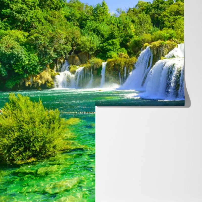 Fototapeta szmaragdowy wodospad – Wallissimo® Fototapeta szmaragdowy wodospad – Wallissimo®