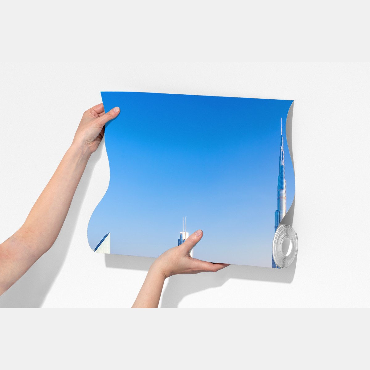 Fototapeta panorama Dubaju z Burj Khalifa o zachodzie słońca – Wallissimo® Fototapeta panorama Dubaju z Burj Khalifa o zachodzie słońca – Wallissimo®