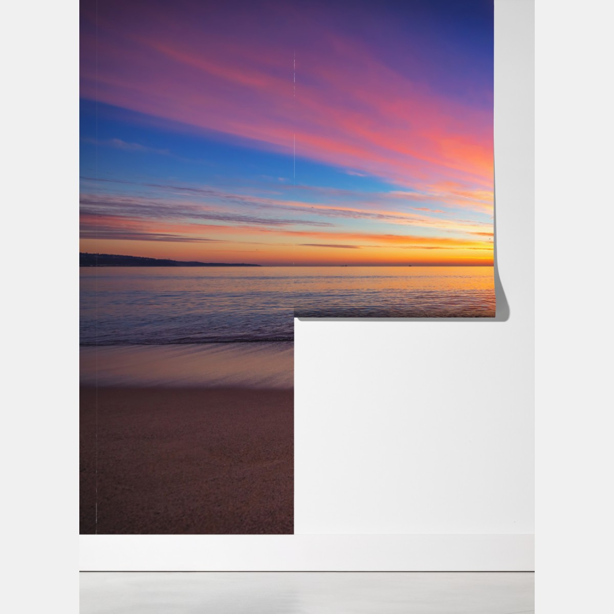 Fototapeta żywy wschód słońca nad spokojną plażą – Wallissimo® Fototapeta żywy wschód słońca nad spokojną plażą – Wallissimo®