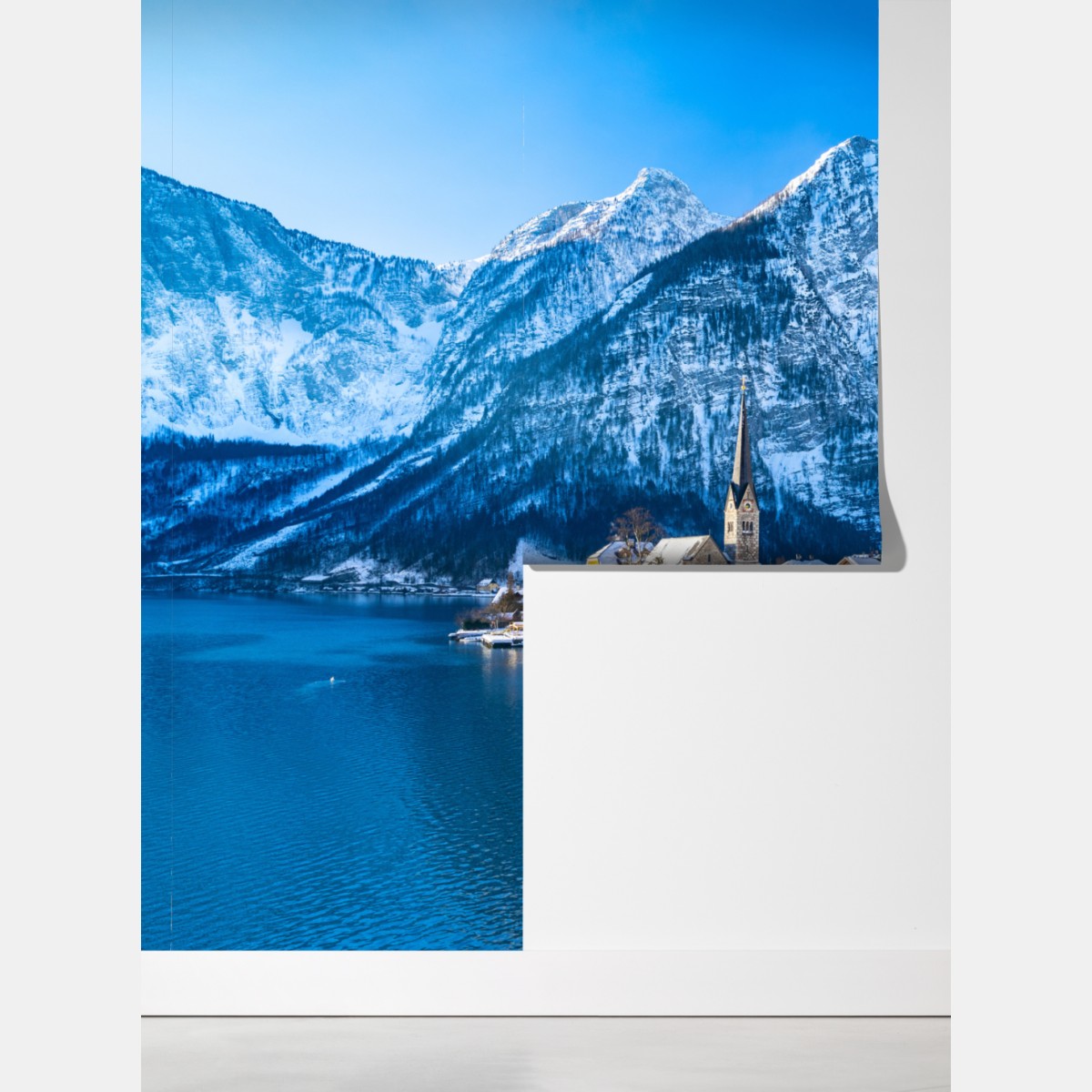 Fototapeta zimowy spokój w Hallstatt — alpejska wioska nad jeziorem – Wallissimo® Fototapeta zimowy spokój w Hallstatt — alpejska wioska nad jeziorem – Wallissimo®