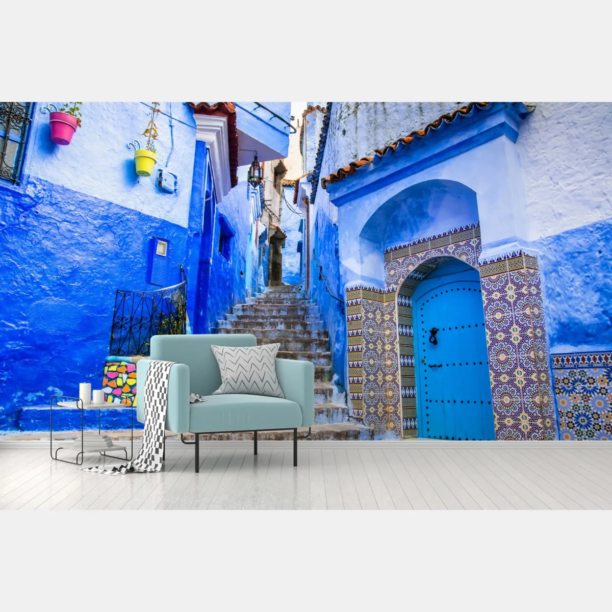 Fototapeta niebieska uliczka w Chefchaouen, Maroko – Wallissimo® Fototapeta niebieska uliczka w Chefchaouen, Maroko – Wallissimo®