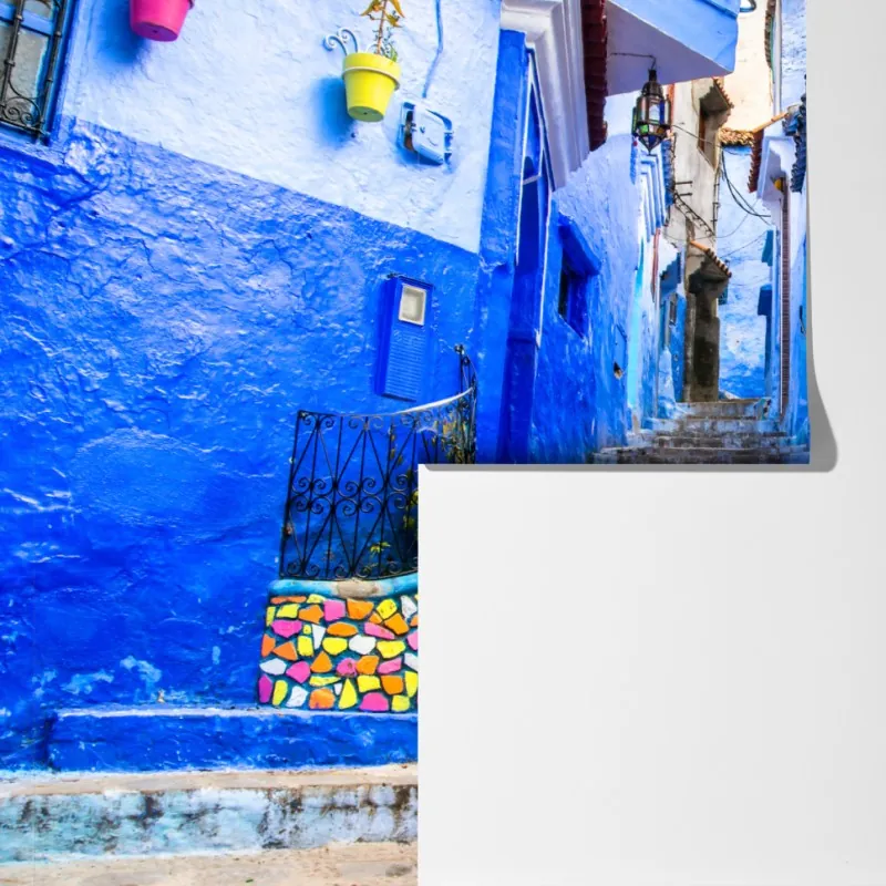 Fototapeta niebieska uliczka w Chefchaouen, Maroko – Wallissimo® Fototapeta niebieska uliczka w Chefchaouen, Maroko – Wallissimo®