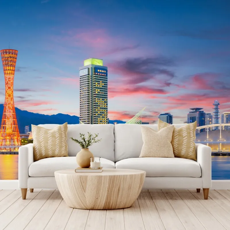 Fototapeta Kobe panorama portu o zmierzchu – Wallissimo® Fototapeta Kobe panorama portu o zmierzchu – Wallissimo®