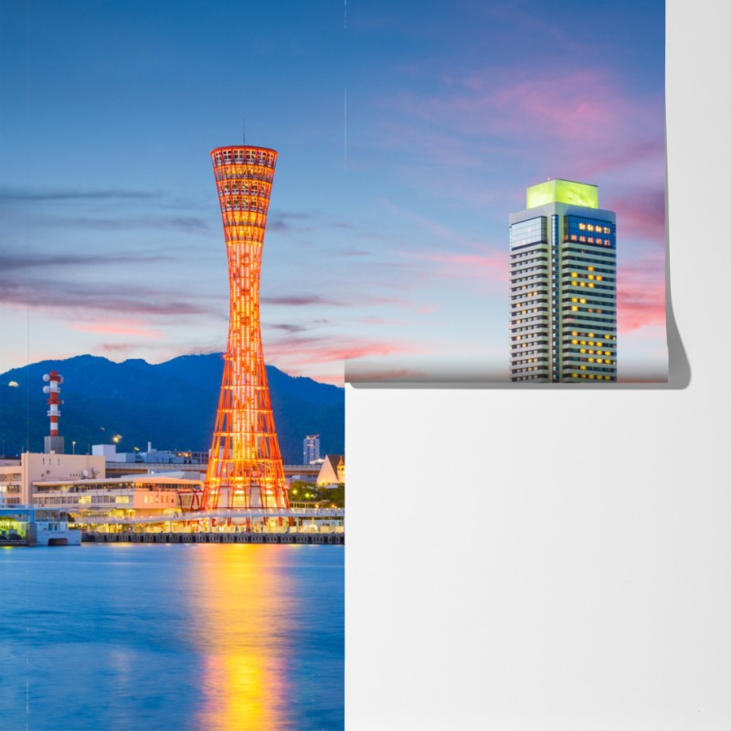 Fototapeta Kobe panorama portu o zmierzchu – Wallissimo® Fototapeta Kobe panorama portu o zmierzchu – Wallissimo®