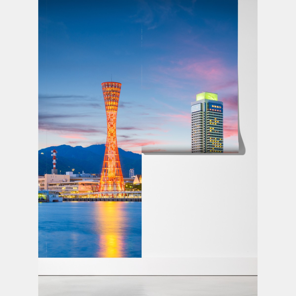 Fototapeta Kobe panorama portu o zmierzchu – Wallissimo® Fototapeta Kobe panorama portu o zmierzchu – Wallissimo®