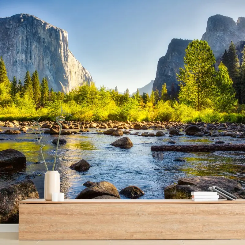 Fototapeta złota dolina nad rzeką – Wallissimo® Fototapeta złota dolina nad rzeką – Wallissimo®