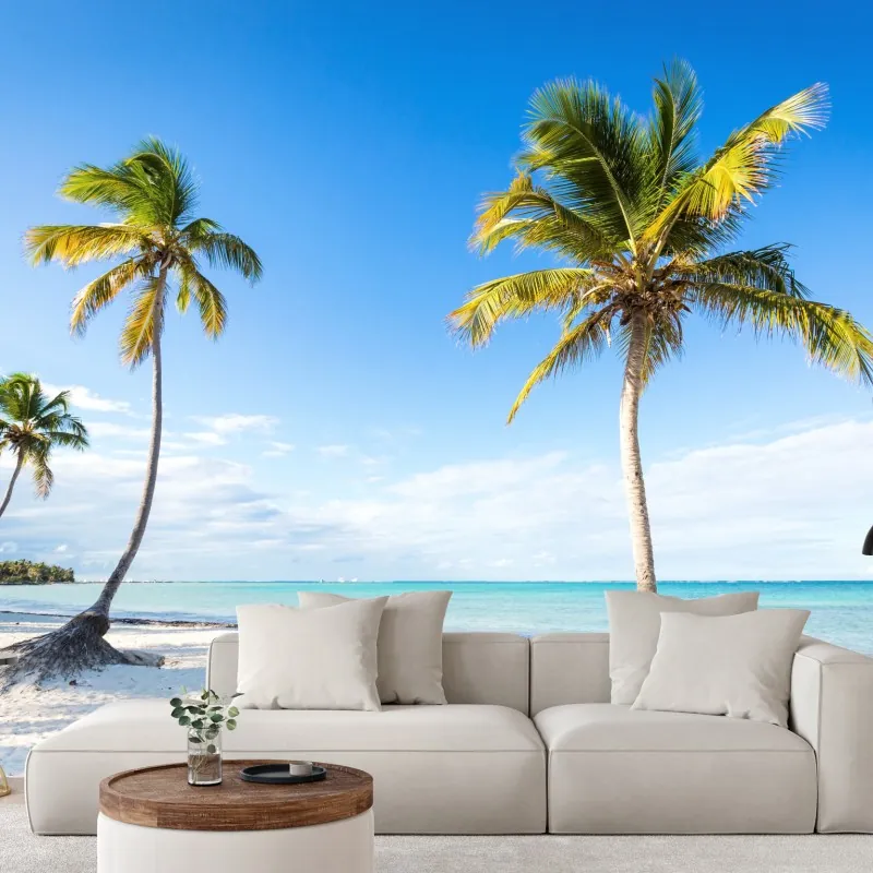 Fototapeta tropikalna plaża z palmami