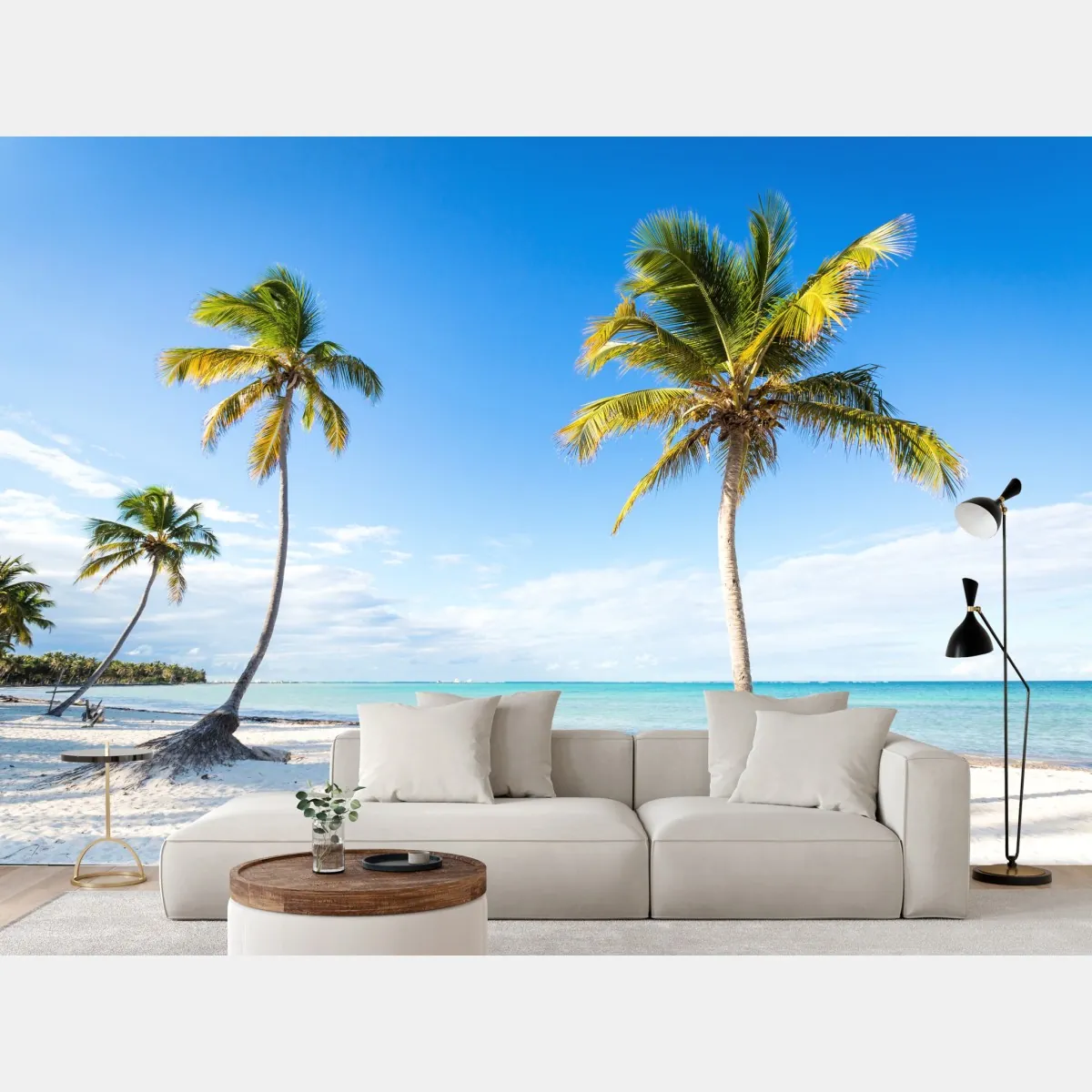 Fototapeta tropikalna plaża z palmami – Wallissimo® Fototapeta tropikalna plaża z palmami – Wallissimo®