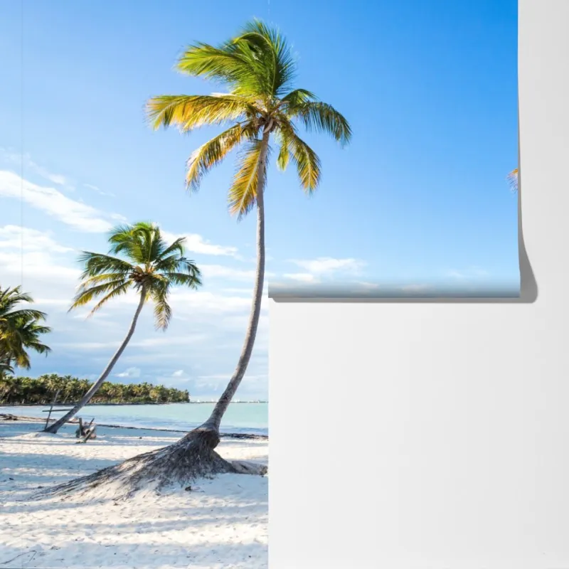 Fototapeta tropikalna plaża z palmami – Wallissimo® Fototapeta tropikalna plaża z palmami – Wallissimo®