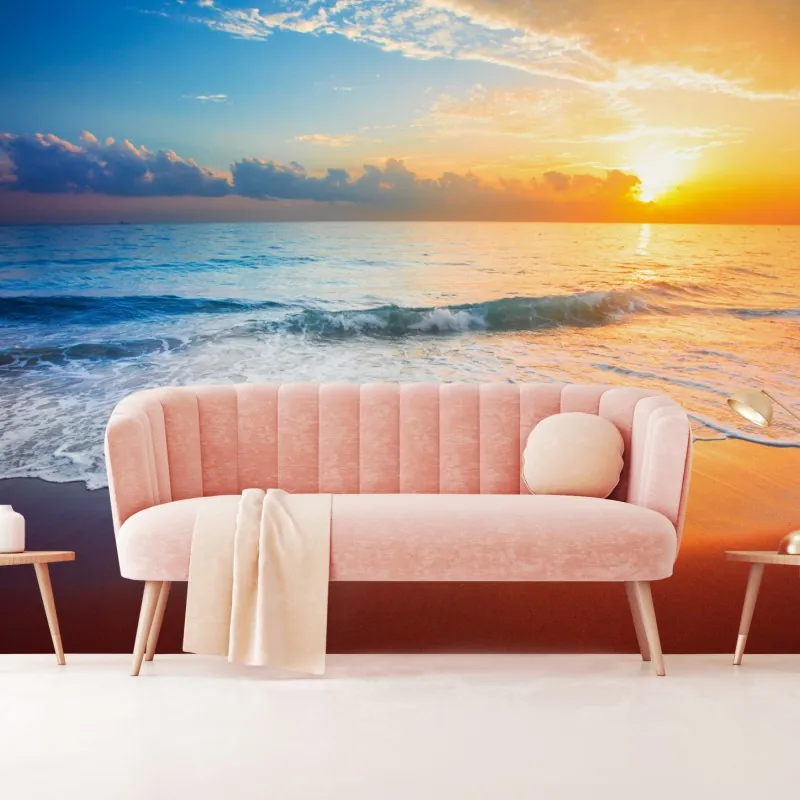 Fototapeta spokojny zachód słońca nad oceanem – Wallissimo® Fototapeta spokojny zachód słońca nad oceanem – Wallissimo®