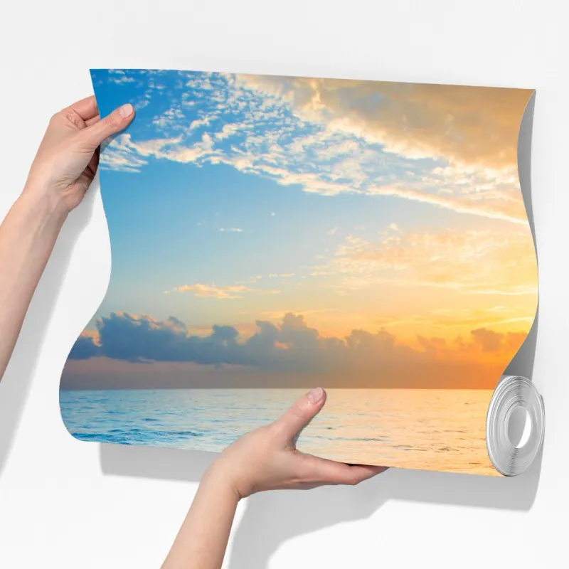 Fototapeta spokojny zachód słońca nad oceanem – Wallissimo® Fototapeta spokojny zachód słońca nad oceanem – Wallissimo®