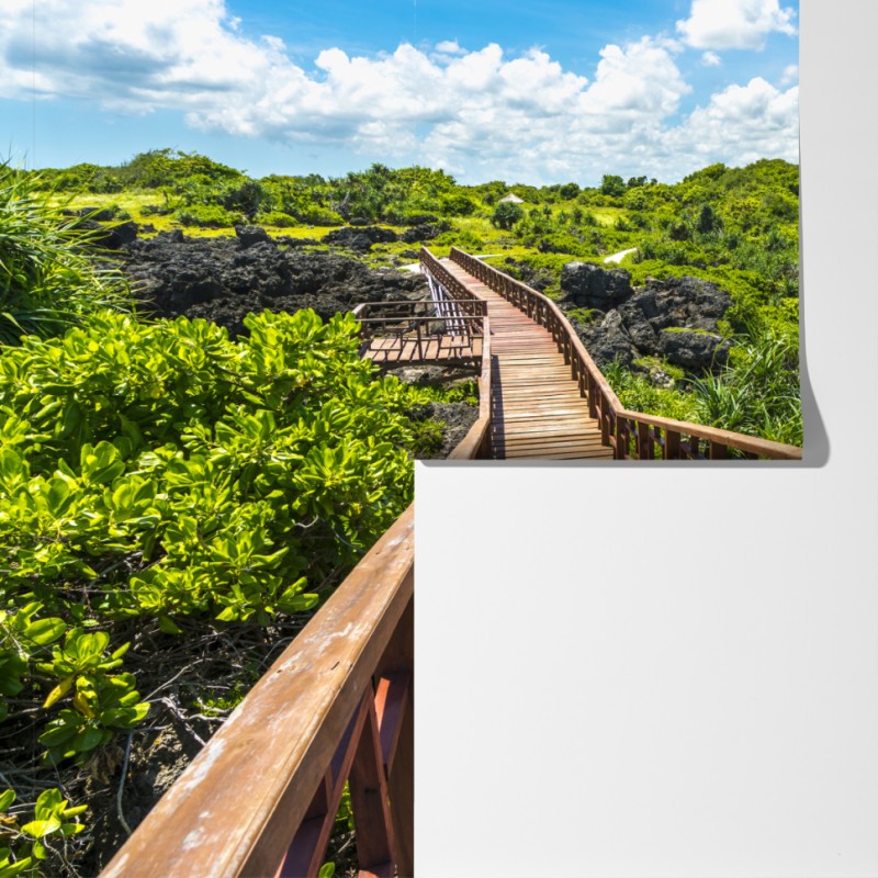 Fototapeta tropikalna drewniana kładka nad turkusową laguną – Wallissimo® Fototapeta tropikalna drewniana kładka nad turkusową laguną – Wallissimo®