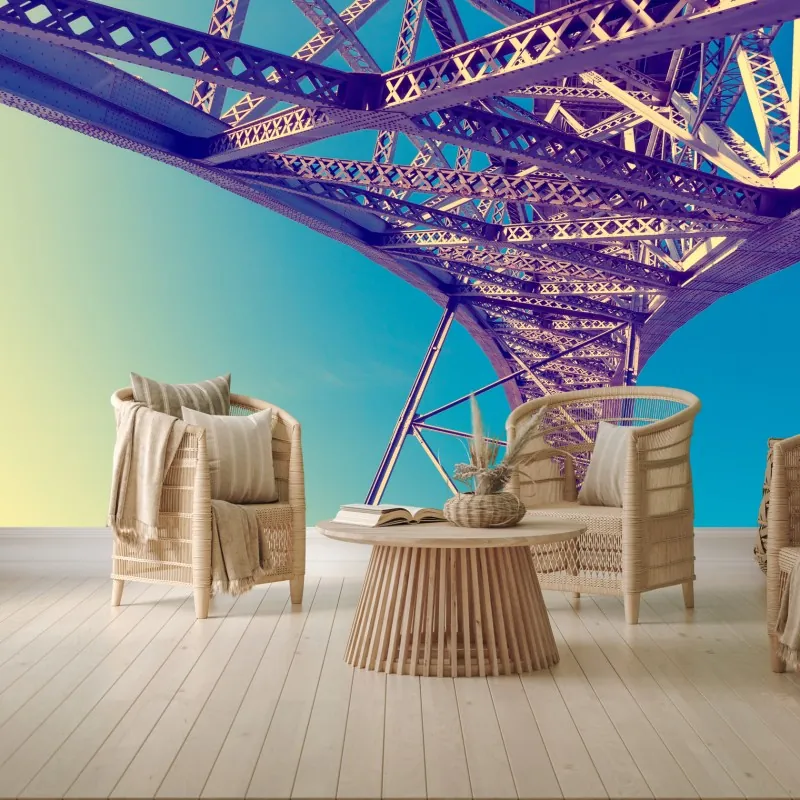 Fototapeta abstrakcyjna stalowa konstrukcja mostu w perspektywie