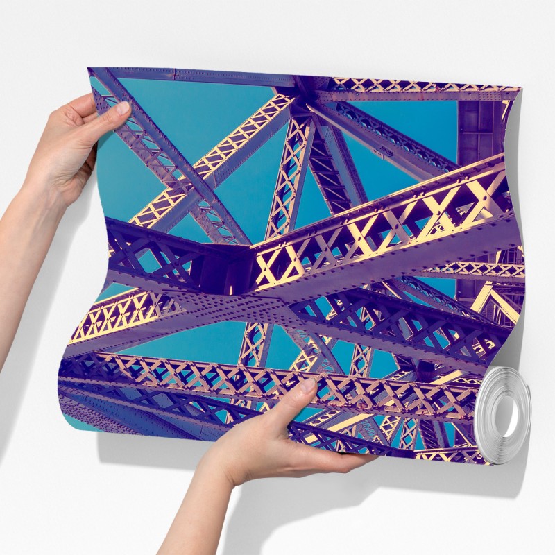 Fototapeta abstrakcyjna stalowa konstrukcja mostu w perspektywie – Wallissimo® Fototapeta abstrakcyjna stalowa konstrukcja mostu w perspektywie – Wallissimo®