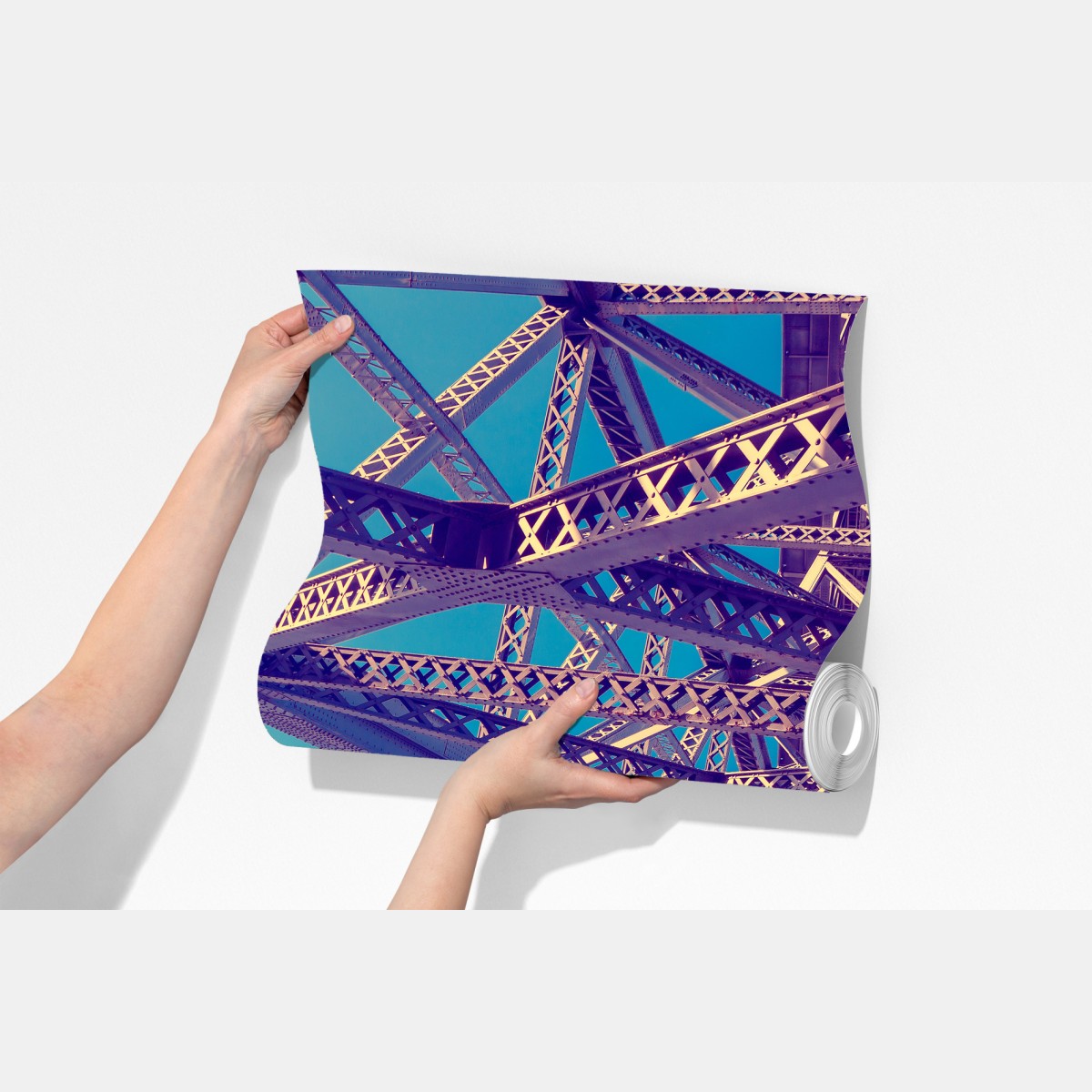 Fototapeta abstrakcyjna stalowa konstrukcja mostu w perspektywie – Wallissimo® Fototapeta abstrakcyjna stalowa konstrukcja mostu w perspektywie – Wallissimo®