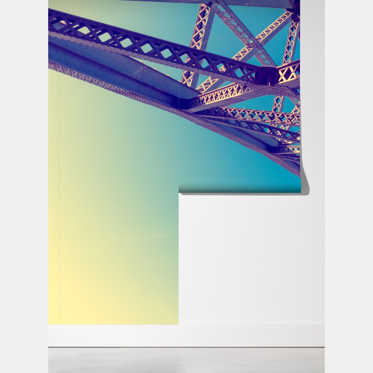 Fototapeta abstrakcyjna stalowa konstrukcja mostu w perspektywie – Wallissimo® Fototapeta abstrakcyjna stalowa konstrukcja mostu w perspektywie – Wallissimo®