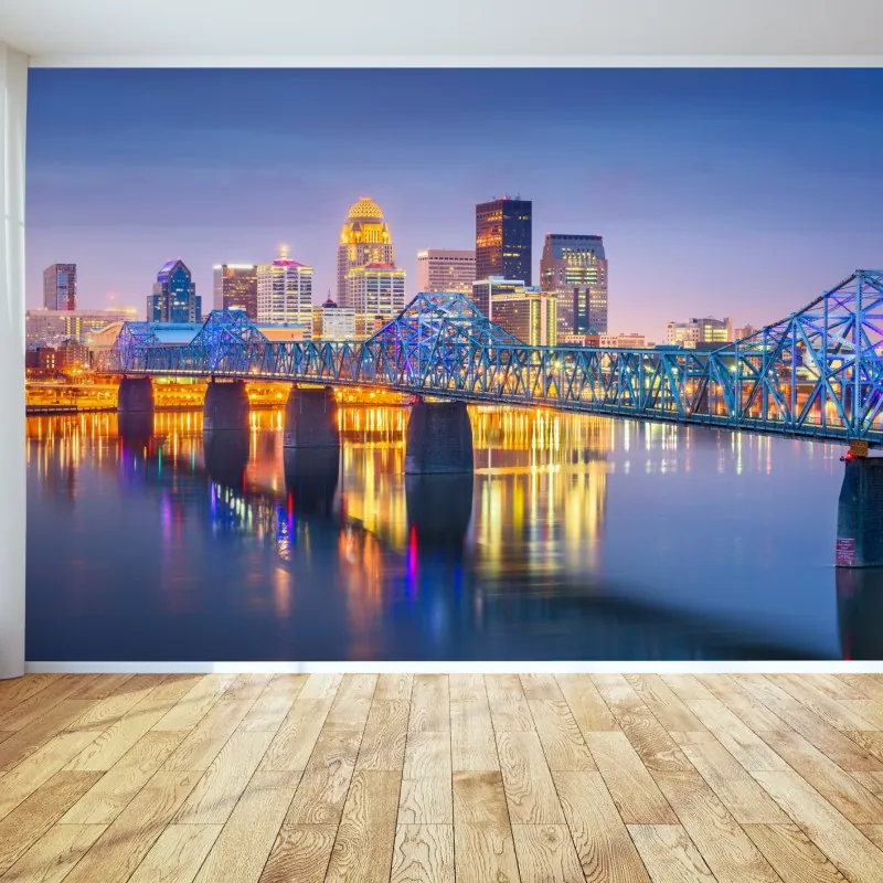 Fototapeta Louisville panorama o zmierzchu – Wallissimo® Fototapeta Louisville panorama o zmierzchu – Wallissimo®