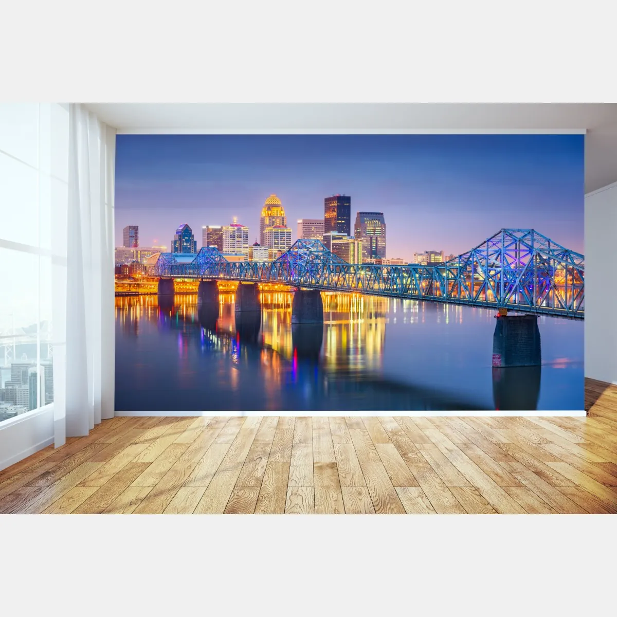 Fototapeta Louisville panorama o zmierzchu – Wallissimo® Fototapeta Louisville panorama o zmierzchu – Wallissimo®