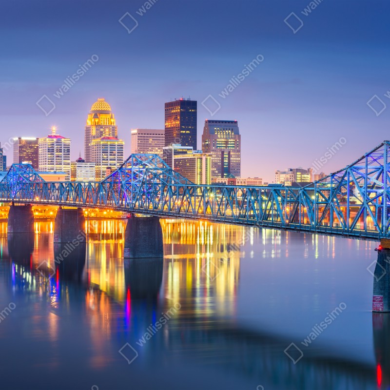 Fototapeta Louisville panorama o zmierzchu – Wallissimo® Fototapeta Louisville panorama o zmierzchu – Wallissimo®
