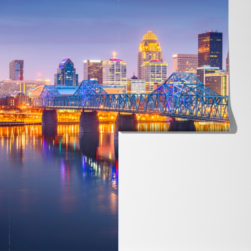 Fototapeta Louisville panorama o zmierzchu – Wallissimo® Fototapeta Louisville panorama o zmierzchu – Wallissimo®