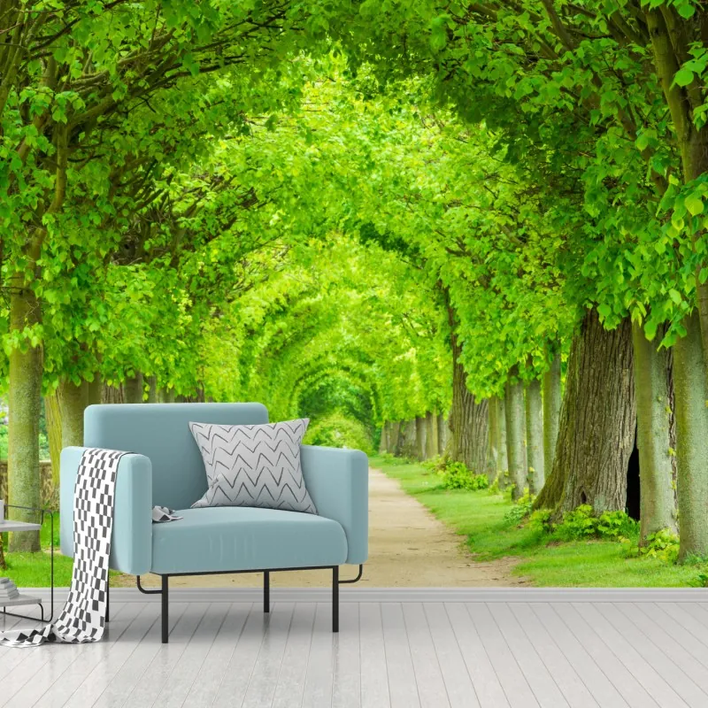 Fototapeta zielony tunel drzew