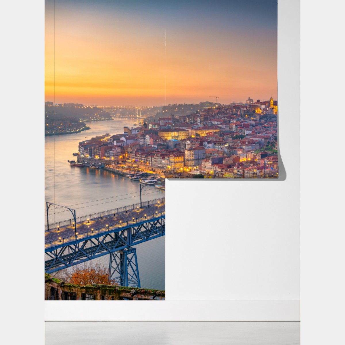 Fototapeta panorama Porto o zmierzchu z mostem Dom Luís I – Wallissimo® Fototapeta panorama Porto o zmierzchu z mostem Dom Luís I – Wallissimo®
