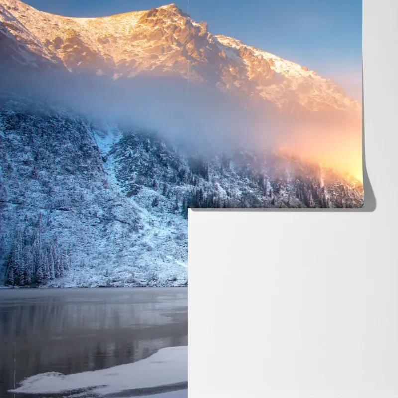 Fototapeta zimowy wschód słońca nad Morskim Okiem – Wallissimo® Fototapeta zimowy wschód słońca nad Morskim Okiem – Wallissimo®