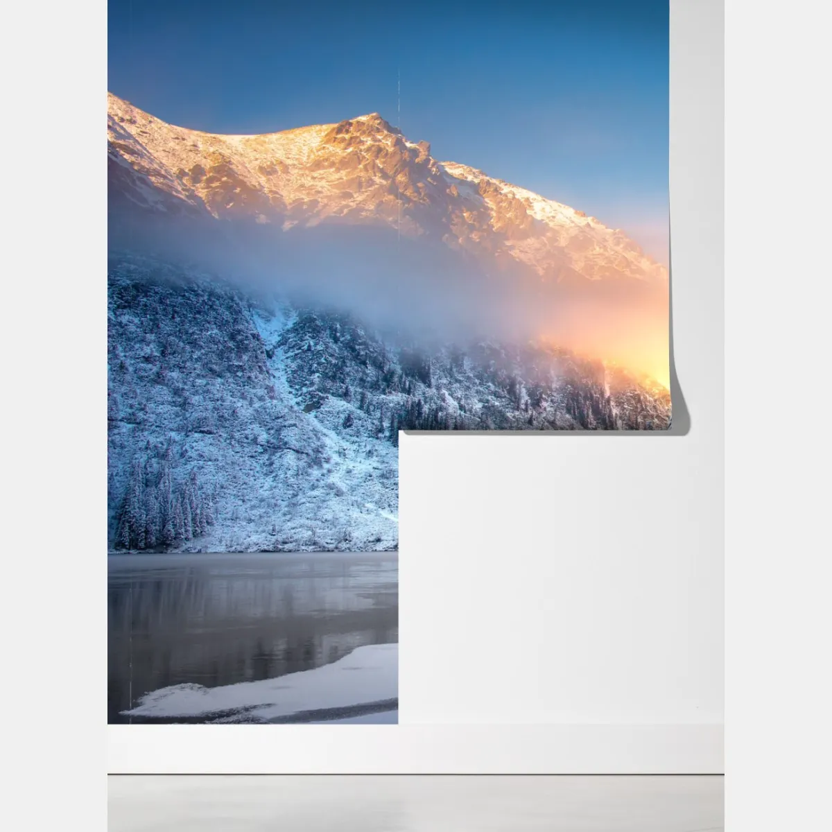 Fototapeta zimowy wschód słońca nad Morskim Okiem – Wallissimo® Fototapeta zimowy wschód słońca nad Morskim Okiem – Wallissimo®