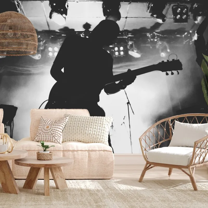 Fototapeta silweta gitarzysty na koncercie