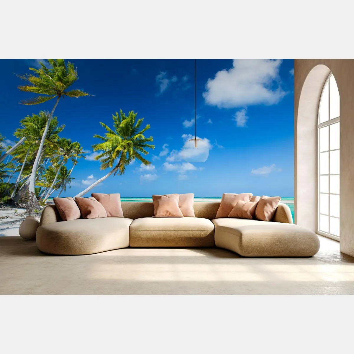 Fototapeta tropikalna plaża z palmami i turkusową wodą – Wallissimo®