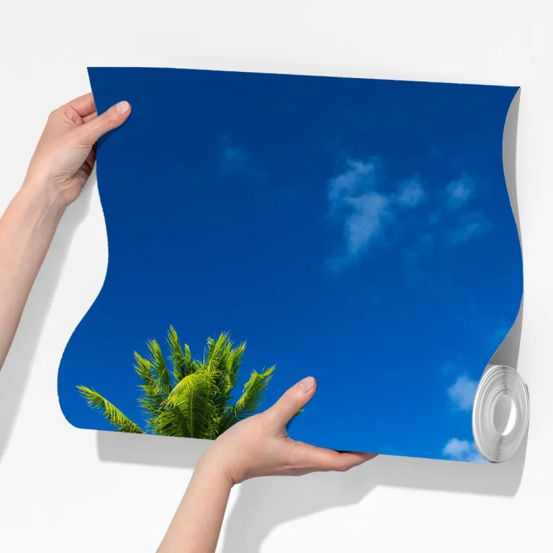 Fototapeta tropikalna plaża z palmami i turkusową wodą – Wallissimo®