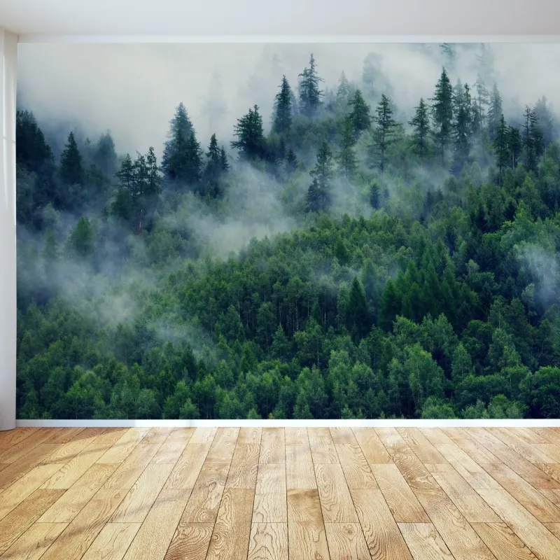 Fototapeta mglisty zielony las – Wallissimo® Fototapeta mglisty zielony las – Wallissimo®