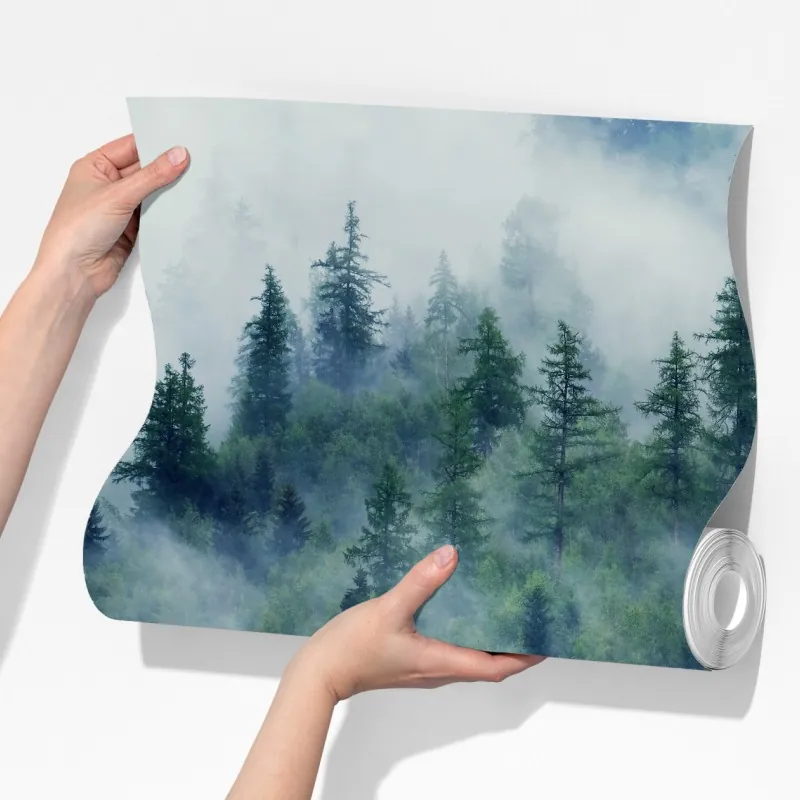 Fototapeta mglisty zielony las – Wallissimo® Fototapeta mglisty zielony las – Wallissimo®