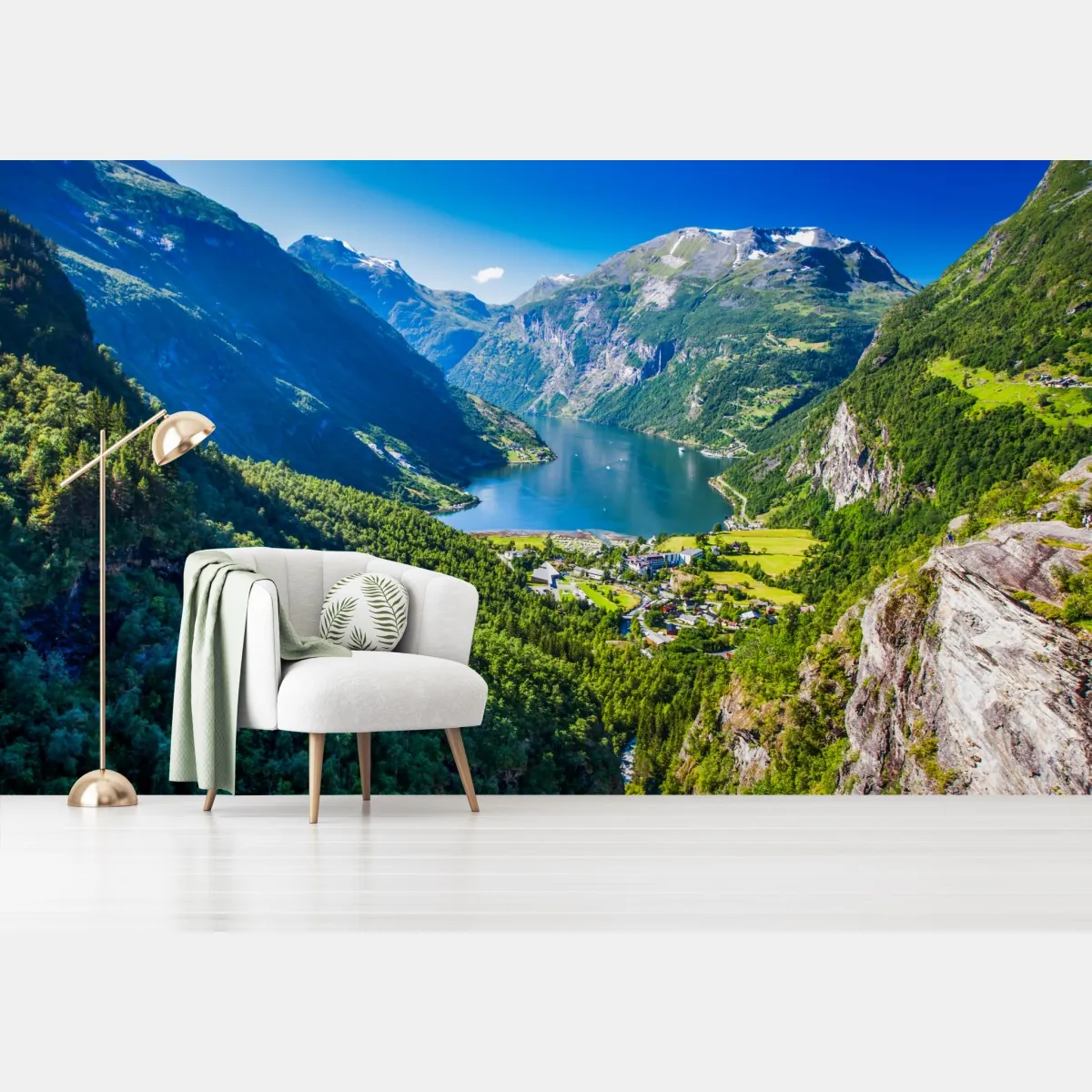 Fototapeta Geirangerfjord panorama górska – Wallissimo® Fototapeta Geirangerfjord panorama górska – Wallissimo®