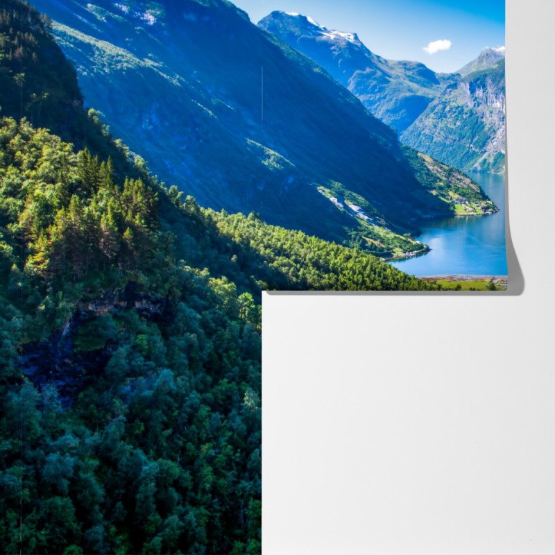 Fototapeta Geirangerfjord panorama górska – Wallissimo® Fototapeta Geirangerfjord panorama górska – Wallissimo®