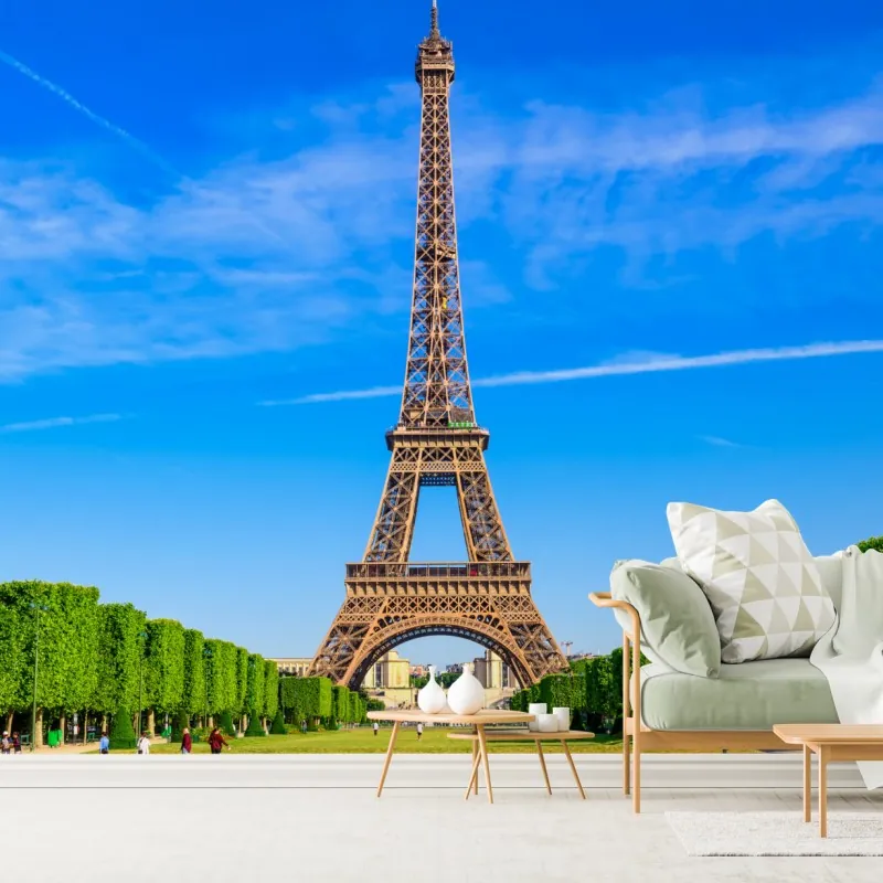 Fototapeta Wieża Eiffla na Polu Marsowym, żywy paryski krajobraz