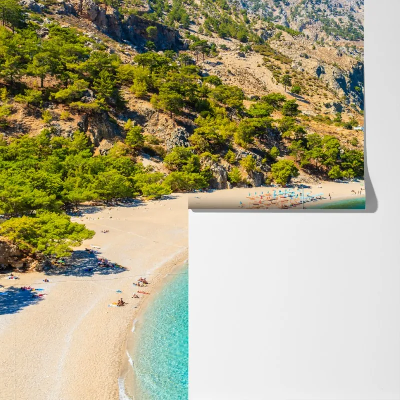 Fototapeta żaglówka na plaży Apella, Karpathos – Wallissimo® Fototapeta żaglówka na plaży Apella, Karpathos – Wallissimo®