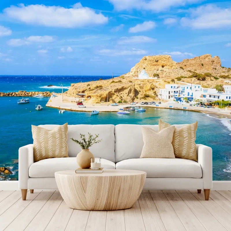 Fototapeta słoneczny port Finiki na wybrzeżu Karpathos – Wallissimo® Fototapeta słoneczny port Finiki na wybrzeżu Karpathos – Wallissimo®