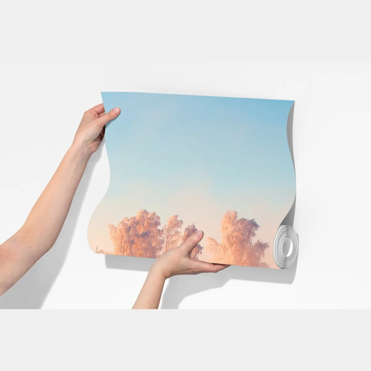 Fototapeta zimowy wschód słońca nad oszronioną łąką – Wallissimo® Fototapeta zimowy wschód słońca nad oszronioną łąką – Wallissimo®