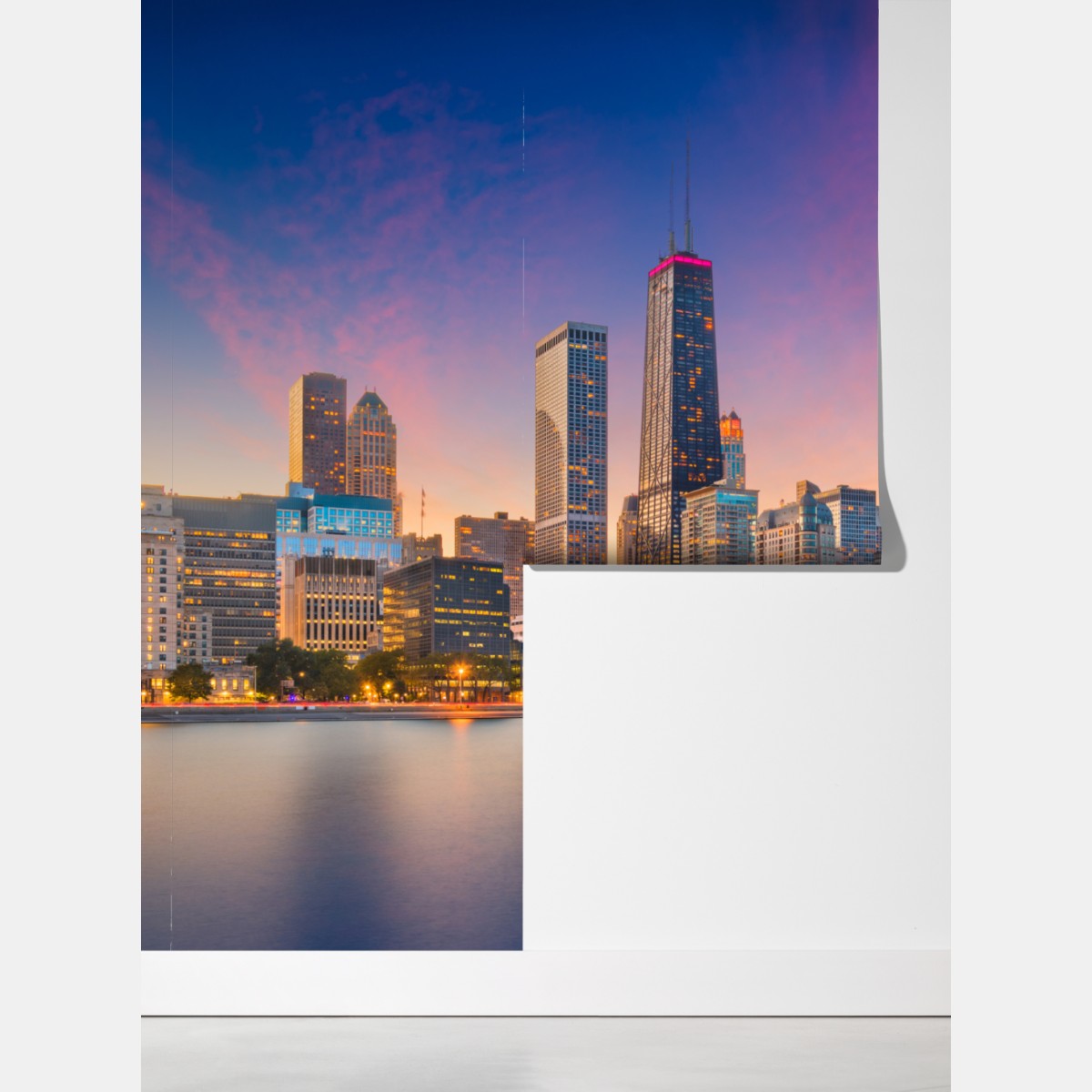 Fototapeta panorama Chicago o zmierzchu – Wallissimo® Fototapeta panorama Chicago o zmierzchu – Wallissimo®