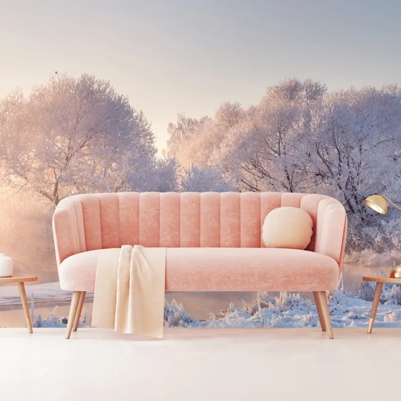 Fototapeta oszronione drzewa o świcie