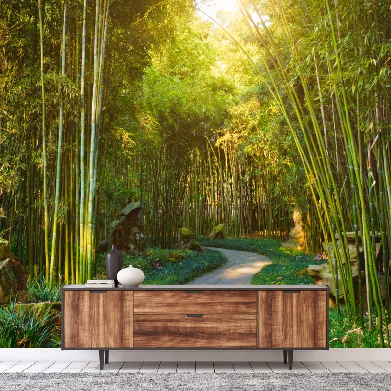Fototapeta spokojna ścieżka w bambusowym lesie – Wallissimo® Fototapeta spokojna ścieżka w bambusowym lesie – Wallissimo®