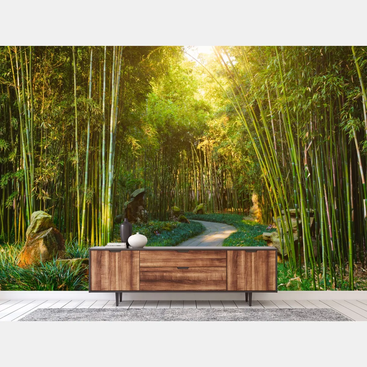 Fototapeta spokojna ścieżka w bambusowym lesie – Wallissimo® Fototapeta spokojna ścieżka w bambusowym lesie – Wallissimo®
