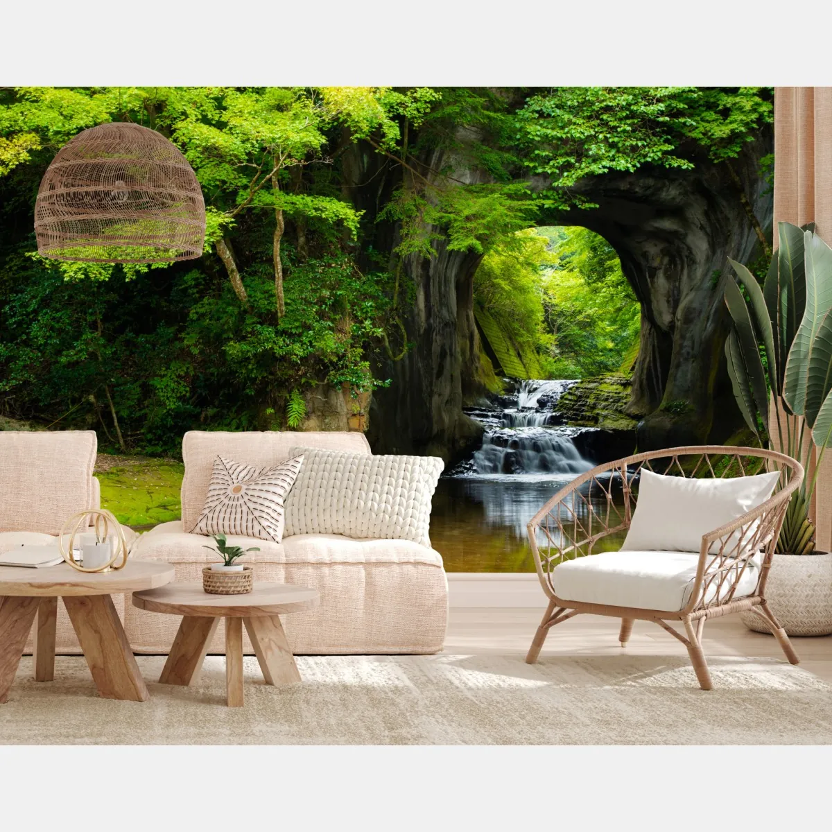 Fototapeta ukryty wodospad w skalnym łuku – Wallissimo® Fototapeta ukryty wodospad w skalnym łuku – Wallissimo®