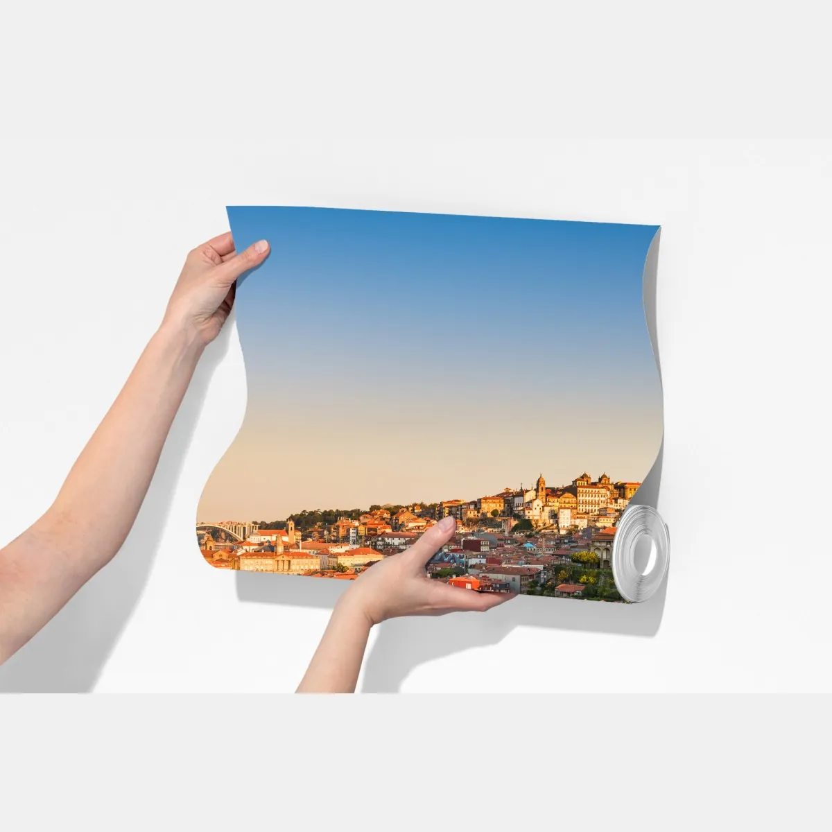 Fototapeta słoneczna panorama nabrzeża Porto o zachodzie słońca – Wallissimo® Fototapeta słoneczna panorama nabrzeża Porto o zachodzie słońca – Wallissimo®